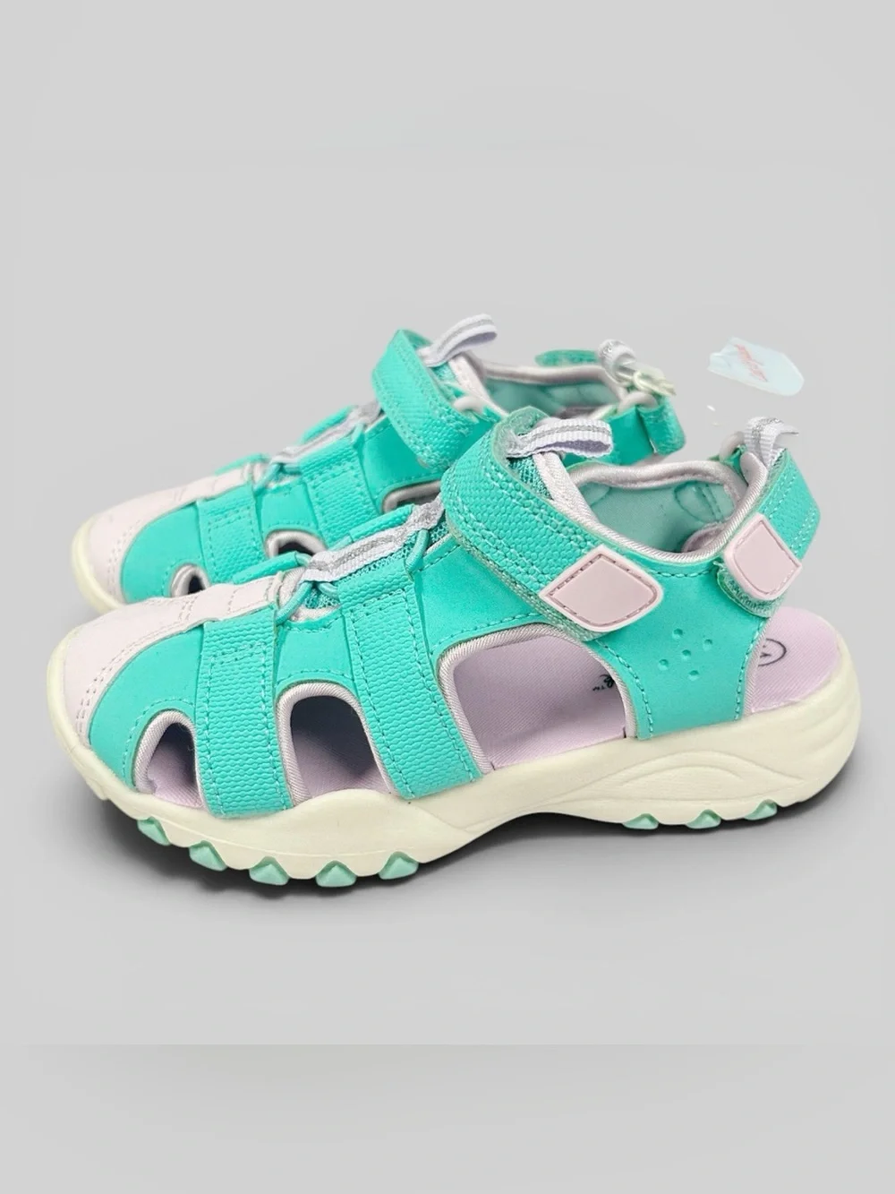 Cat & Jack Toddler Aqua Closed Toe Sandals | Adjustable Hook & Loop Size 11 NWT
